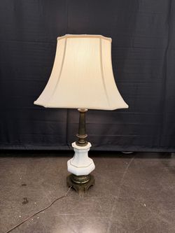 Vintage Brass and White Ceramic Table Lamp