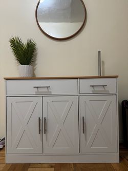White Farmhouse Sideboard Buffet Cabinet