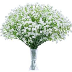  Babys Breath Artificial Flowers White, 10Pcs Fake Gypsophila Bouquet Flowers Real Touch Faux Babies Breath Arrangement for Wedding Floral Party Home 