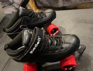 Riedell Quad Roller Skates Black Red Wheels (Size-8)