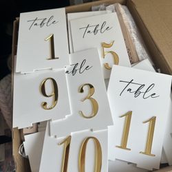 Table #s for Events 