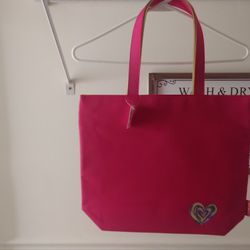 Pink Tote w/Heart Emblem In Corner