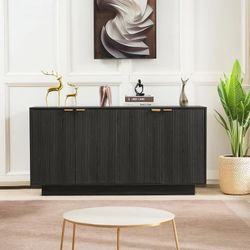 Fluted 4 Door Sideboard Buffet Storage Cabinet 