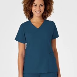 Mock wrap scrub top US L