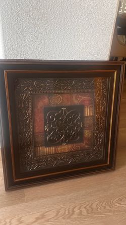 Ornate Framed Wall Art with Scroll Detail