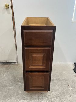 Dark Wood 3-Drawer Base Cabinet