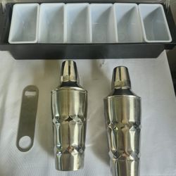 Bar Serving Shaker Tins And Fruit Tray 