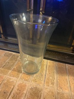 Heavy trumpet flared clear crystal glass vase