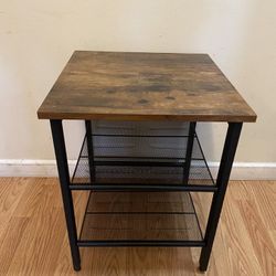 Small Metal And Wood Side Table With Mesh Shelves/ Read Description And Look At The Pictures 