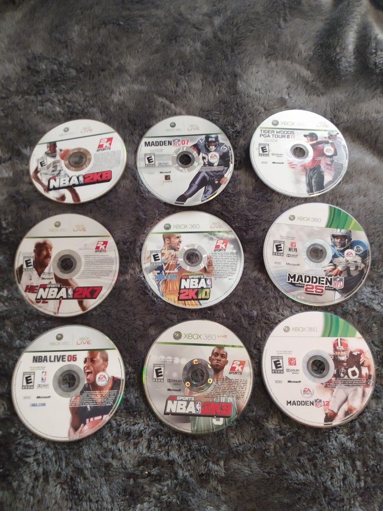 Xbox360 Xbox 360 Games NBA Live 06 NBA 2K7 NBA 2K 8 NBA 2K9 NBA 2K 10 Madden 07 Madden 25 Tiger Woods PGA Tour 11