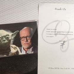 Frank Oz initialed Reponse Letter: & Star Wars print ,Yoda Muppets
