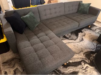 Gray sectional sofa with chaise