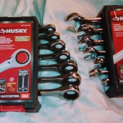 Husky Fixed Ratcheting Wrenchs 7 Piece Of SAE AND MM