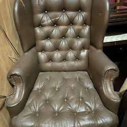 Brown Tufted Wingback Chair