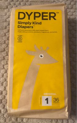 New One (1) Dyper Simply Kind Baby Diapers Size 1 (8-14 lbs) 36 Count