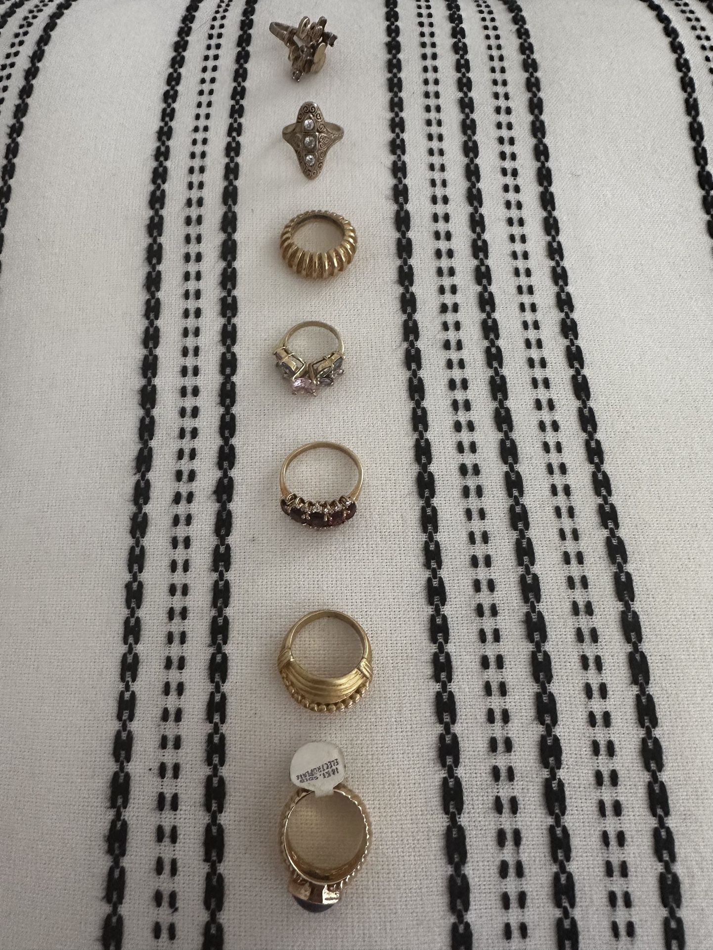 Lot Of 7 Gold Tone Costume Electroplated Rings
