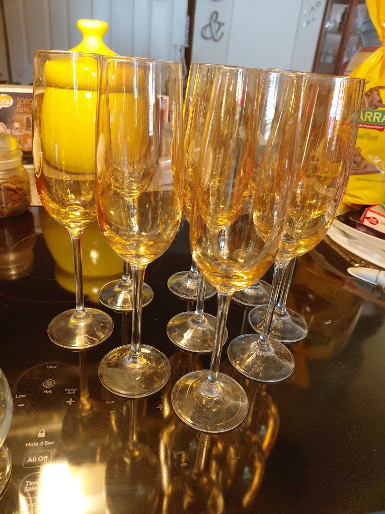 9 1/4" Tall Champagne glasses 9 total