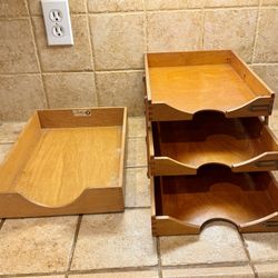 Vintage Wooden Filing Trays