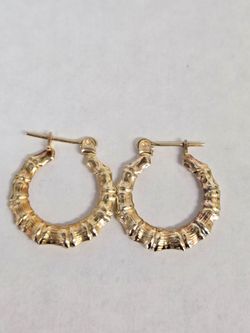 10kt Gold Bamboo Hoop Earrings