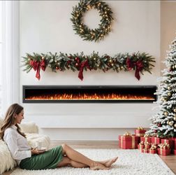 Wall Mounted Electric Fireplace, With 12 LED Colors And Remote Control - 100 Inches
