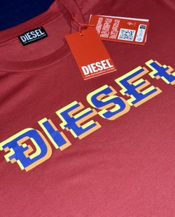 Diesel Triple-tone Logo Red T Shirt US M