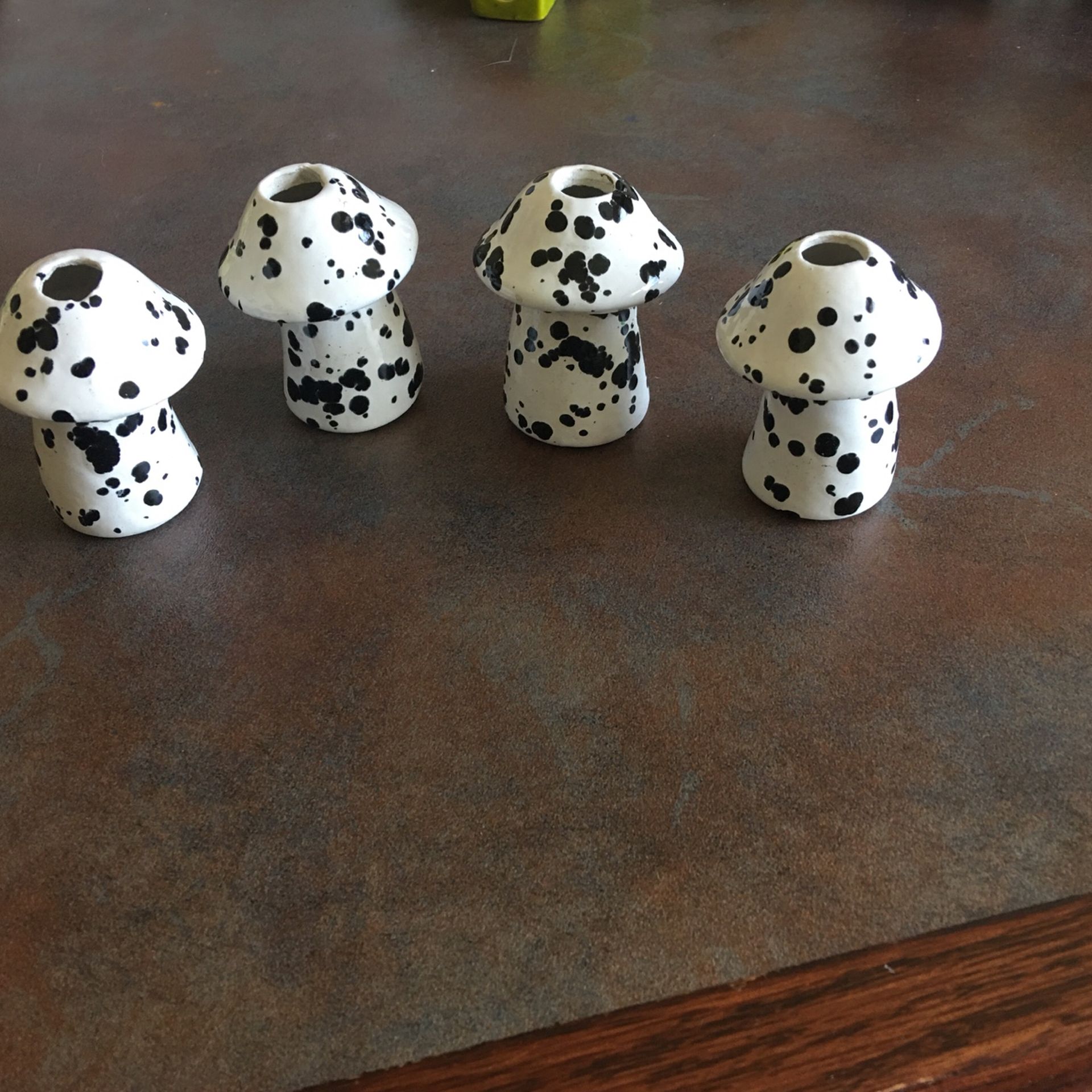 Ceramic Black And White Mushroom Macramé Beads Vintage
