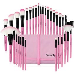 Pink Makeup Brush Set 32pcs Premium Synthetic Brushes