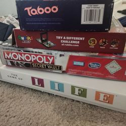 9 Board Games, Assorted DVDs, Blu Ray, Etc. All Inclusive.
