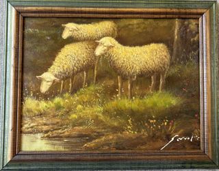 Sheep By The Pasture Oil Painting