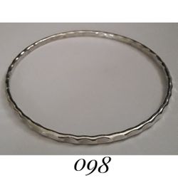 7.75" Solid Sterling Silver Handcrafted Hammered "Elaine Tahe" Bangle Bracelet, Made in USA, signed