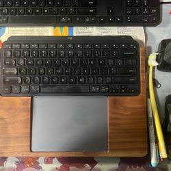 Logitech MX mini S keys + Apple Magic TrackPad ergonomic bundle w/ cherry wooden base