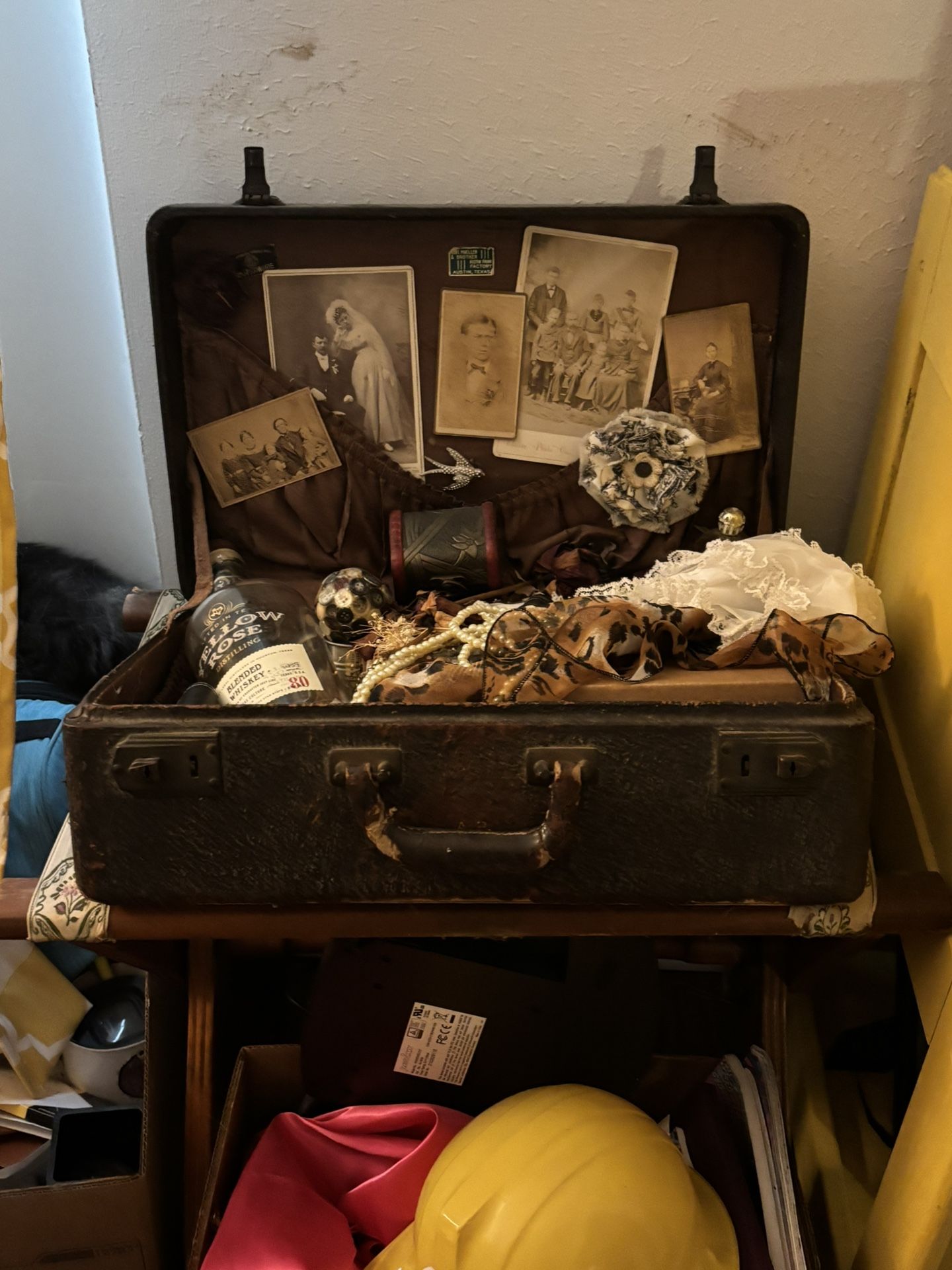 Vintage Suitcase Art With Vintage Stand
