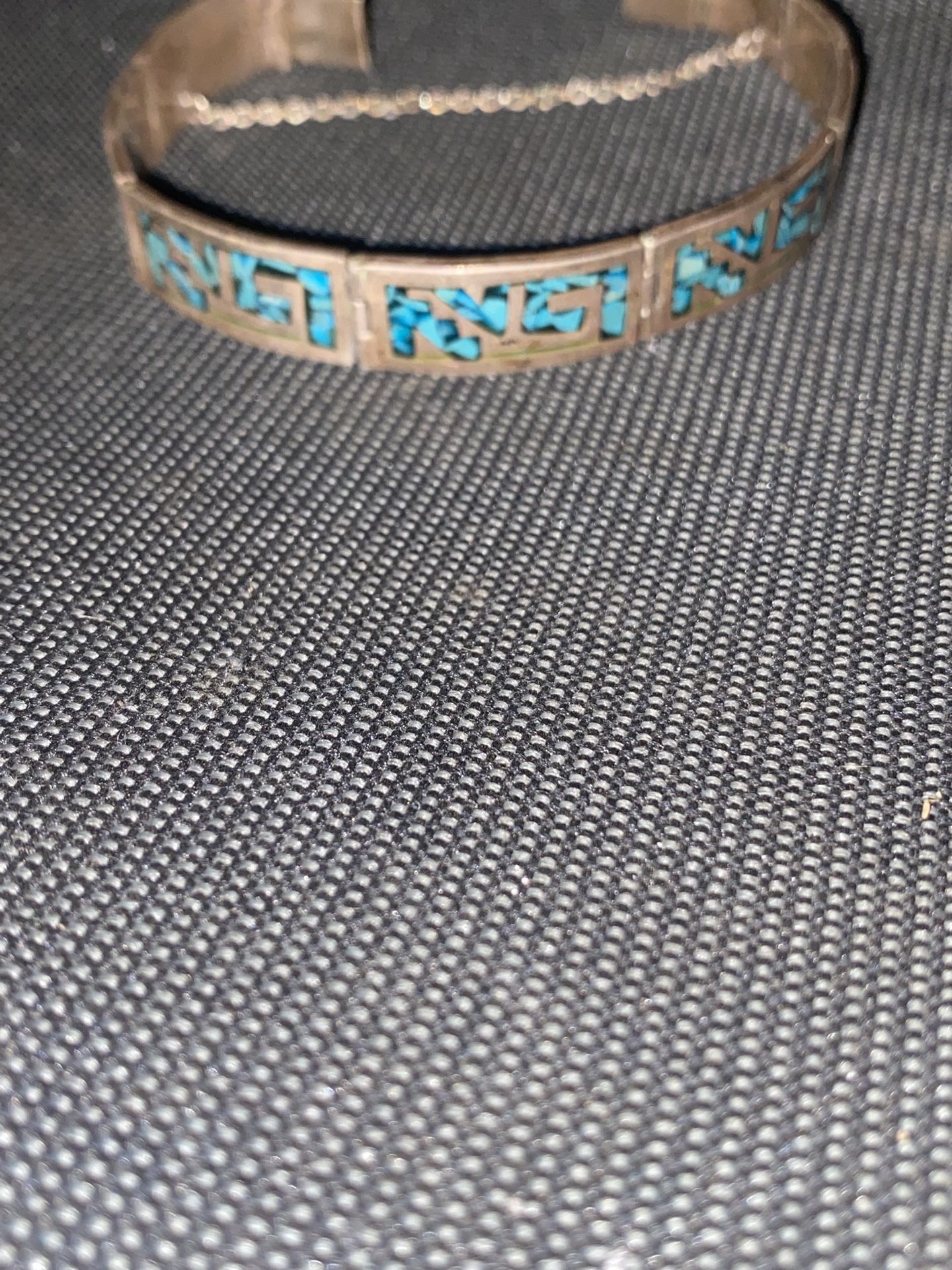 Vintage chips turquoise and sterling silver cuff bracelet male or female