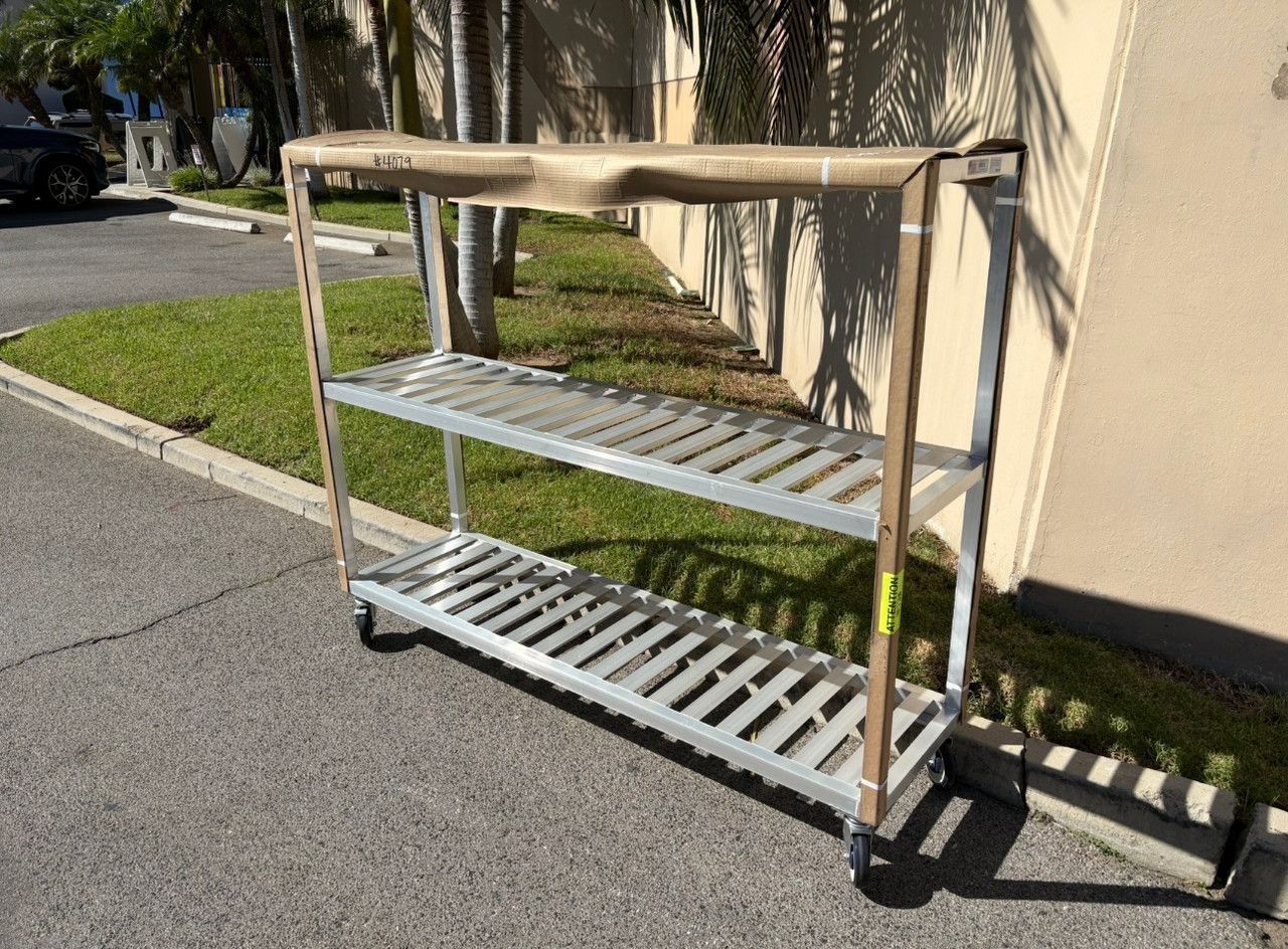NEW 72" All Welded Aluminum 3 Shelf Cart on Wheels New Age Industrial 1044TBM5CLPP #4079