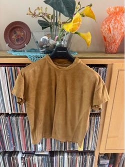 PRICE DROP:NW/OT, lined,Donald J Pliner Caramel Brown LAMBSKIN SUEDE top, M