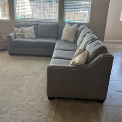 Large Grey Velvet Sectional 