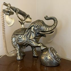 Vintage Elephant Telephone Heavy Metal Bronze Finish Rotary Style Novelty Phone