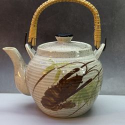 Lot of (3) for $100. Or (Individually Priced) Vintage tea pots.       Vintage Cobalt Blue Peacock Teapot Japan Gold Flowers Braided Handle. $49.      