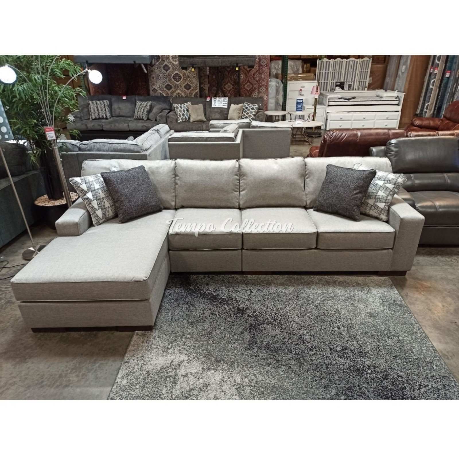 Easy Care Fabric, L Shaped Sectional, Slate Color, SKU#1041902L3P