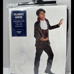 Fancy Villainous Vampire Halloween Dracula Costume Boy Size Medium (8-10) New, made China, brand modern hero, 2 piece set jacket with attached vest  &
