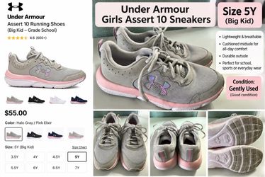 Under Armour Girls’ Sneakers – Size 5Y