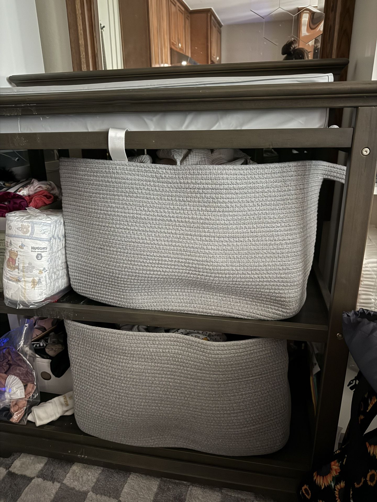 Gray Natural Wood Changing Table