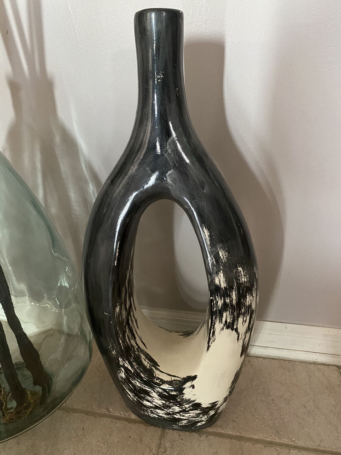 Gray and off white vase