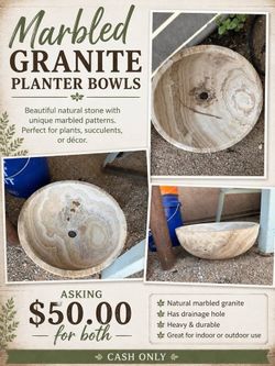 Marbled Granite Planter Bowls