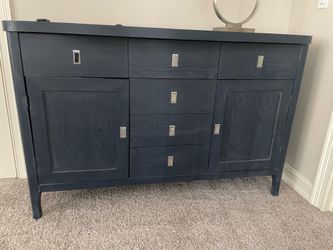 Navy Blue Wood Sideboard Buffet Cabinet