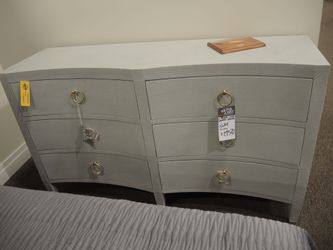 6 Drawer Linen Wrapped Dresser - Light Sage-Gray | Chest Of Drawers | Bureau