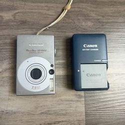 Canon PowerShot SD1000 Camera Digital w/ Battery, Charger,