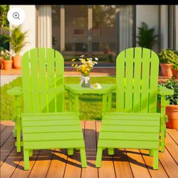 Lime Green Adirondack Chair Set with Table