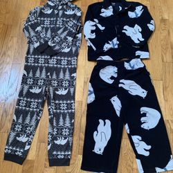 KIDS Sz 6 Polar Bear PJ Bundle Gymboree 2 Piece Set & Old Navy Onesie Hoodie EUC