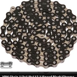 BLACK AND CHROME BICYCLE CHAIN 1/2 X1/8X112 LINKS, CRUISER BMX